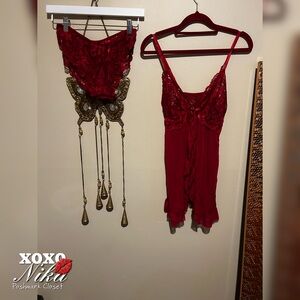Red Lace Lingerie Set - Size Medium